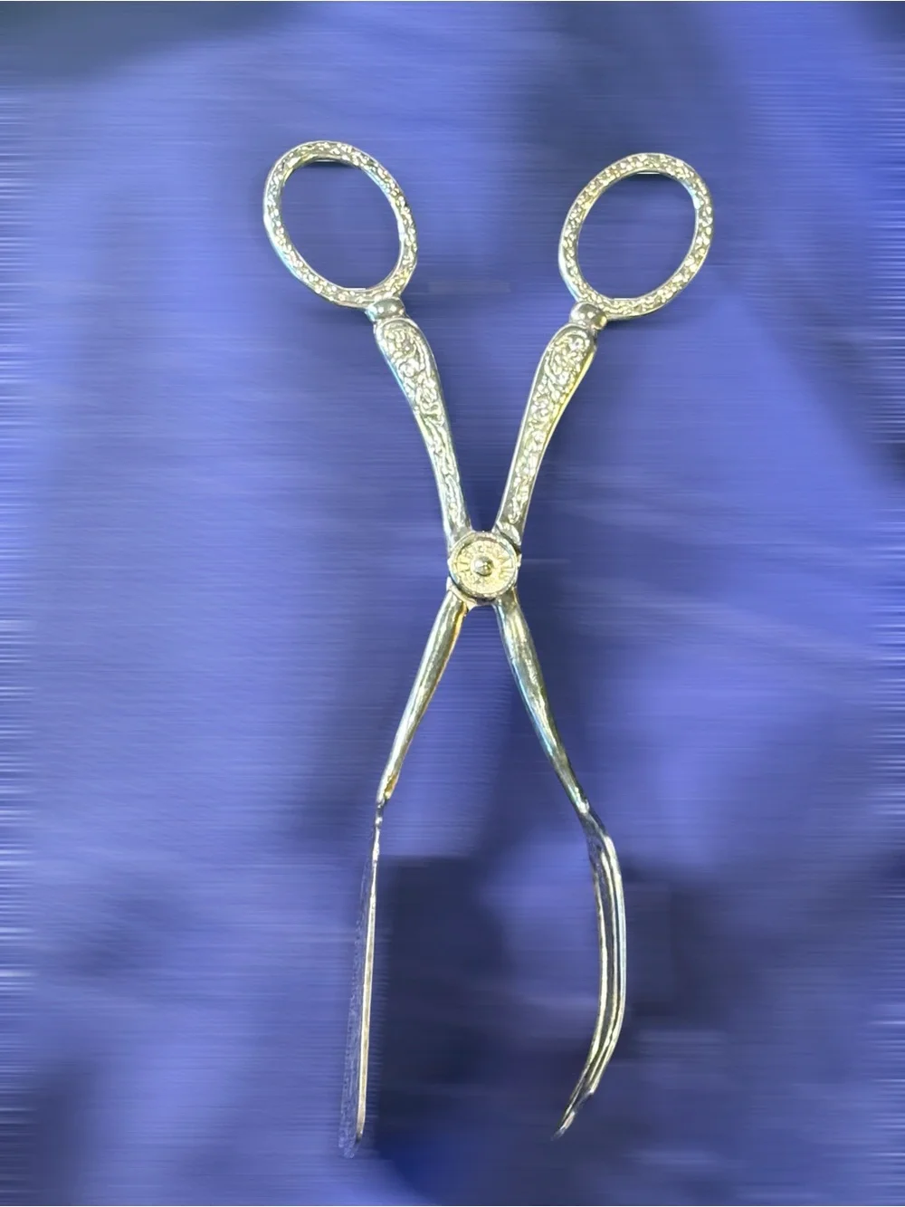Vintage Silver Plate Pastry Tongs Ornate Floral Engraved Dessert Server